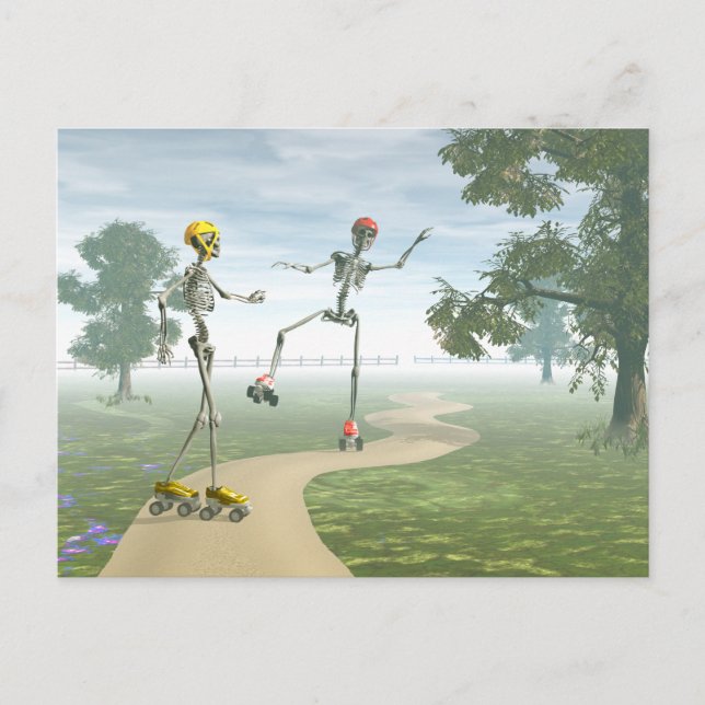 Carte Postale Skeletons sur patins à rouleaux (Devant)