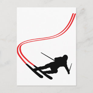 Carte Postale ski alpin piste rouge