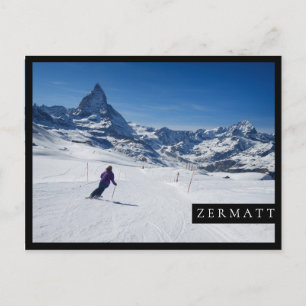 Carte Postale Ski avec Mont Matterhorn à Zermatt, Suisse