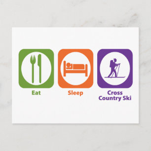 Carte Postale Ski de fond de Sleep Eat