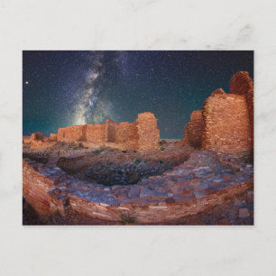 CARTE POSTALE SKI DE NUIT À PUEBLO RUIN, NOUVEAU-MEXIQUE