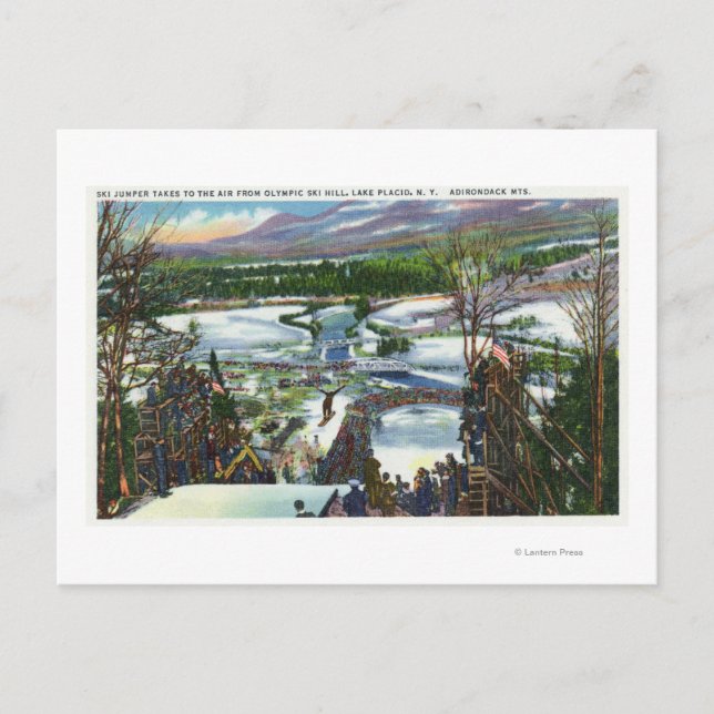 Carte Postale Ski Jumper décolle de la Ski Hill Olympique (Devant)