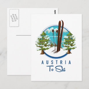 Carte Postale Ski, logo d'affiche de ski.