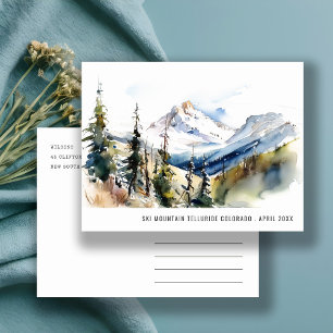 Carte Postale Ski Mountain Telluride Colorado Watercolor Travel