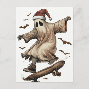 Carte Postale Ski Père Noël Fantôme Noël