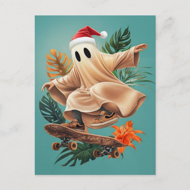 Carte Postale Ski Père Noël Ghost (Devant)