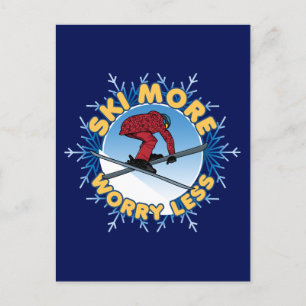 Carte Postale Ski Plus Inquiète Moins   Citation de ski