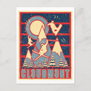 Carte Postale Ski Retro Cloudmont 80s