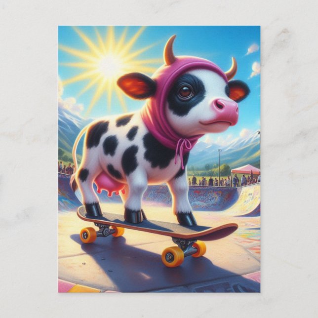 Carte Postale Ski Surreal Cow (Devant)