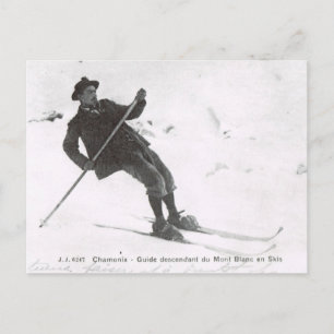 Carte Postale Ski vintage, Descente du Mont Blanc sur skis