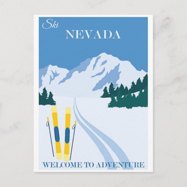 Carte Postale Ski vintage Nevada Mountains Travel (Devant)