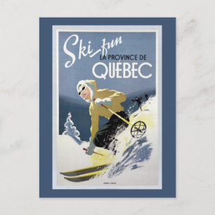 Carte Postale Ski vintage Québec, Canada