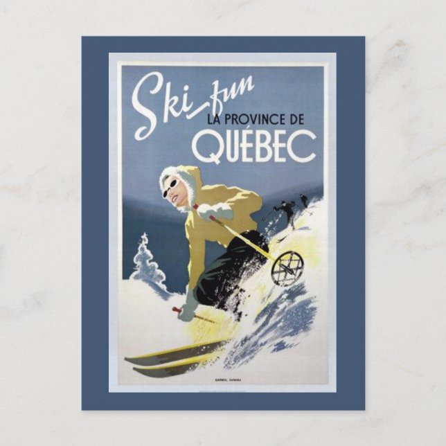 Carte Postale Ski vintage Québec, Canada (Devant)