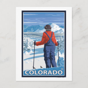 Carte Postale Skier AdmiringColorado