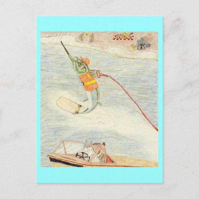 Carte Postale Skier nautique (Devant)