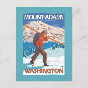 Carte Postale Skier transportant ski de neige - Mont Adams, WA