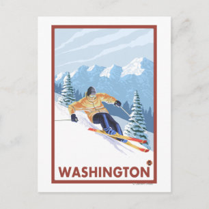 Carte Postale Skieur de neige en descente - Washington