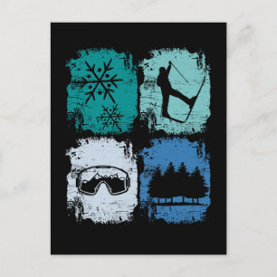 Carte Postale Skieurs Ski Sports d'hiver