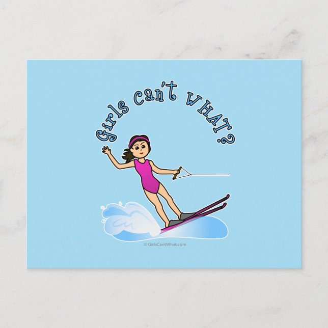 Carte Postale Skieuse d'eau féminine légère (Devant)