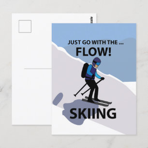 Carte Postale Skiing Just Go With The Flow Skiing