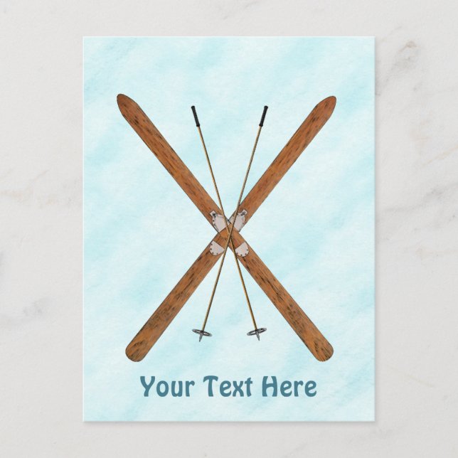 Carte Postale Skis De Fond Sur Neige (Devant)