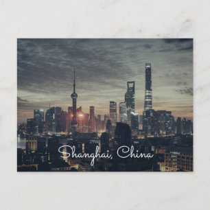 Carte Postale Skycard de nuit des villes de Shanghai