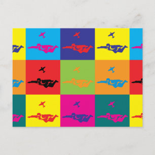 Carte Postale Skydiving Pop Art