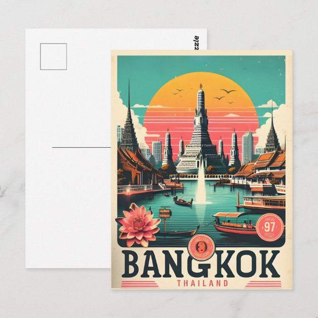Carte Postale Skyline de Bangkok - Thailande cadeaux de voyage (Devant / Derrière)