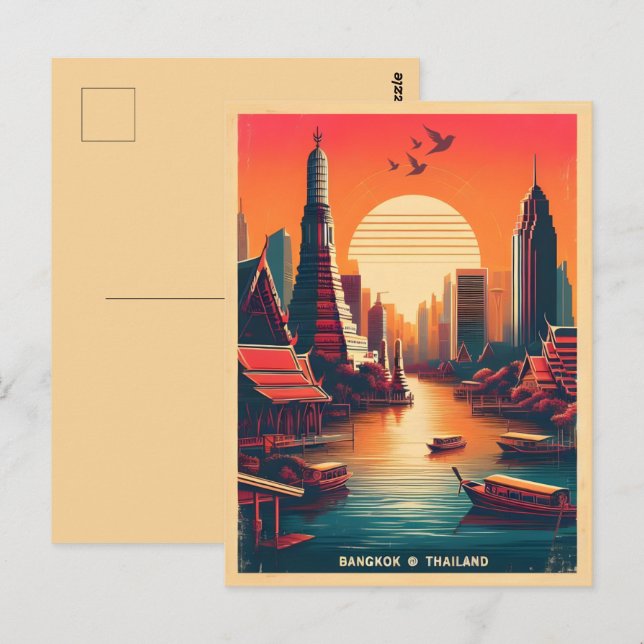 Carte Postale Skyline de Bangkok - Thailande cadeaux de voyage (Devant / Derrière)