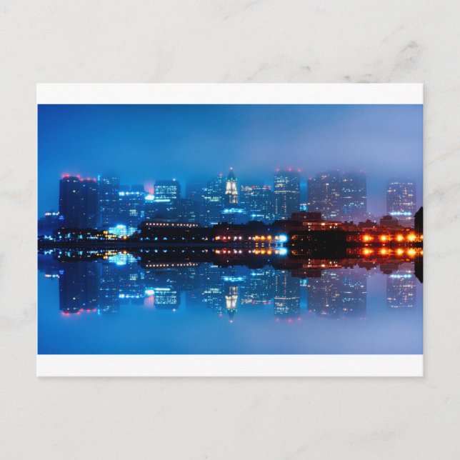 Carte Postale Skyline de Boston et brouillard (Devant)