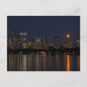 Carte Postale Skyline de Boston et pleine lune de septembre
