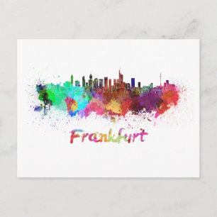 Carte Postale Skyline de Francfort en aquarelle