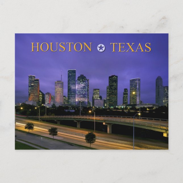 Carte Postale Skyline de Houston, Texas à la tombée de la nuit (Devant)