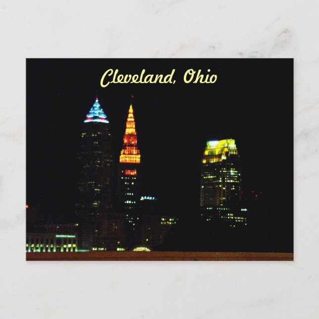 Carte Postale Skyline de nuit Cleveland (Devant)
