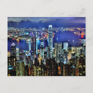 Carte Postale Skyline de nuit de Hong Kong