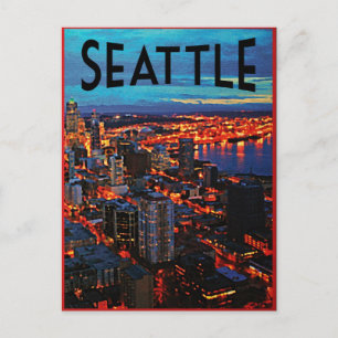 Carte Postale Skyline de nuit de Seattle