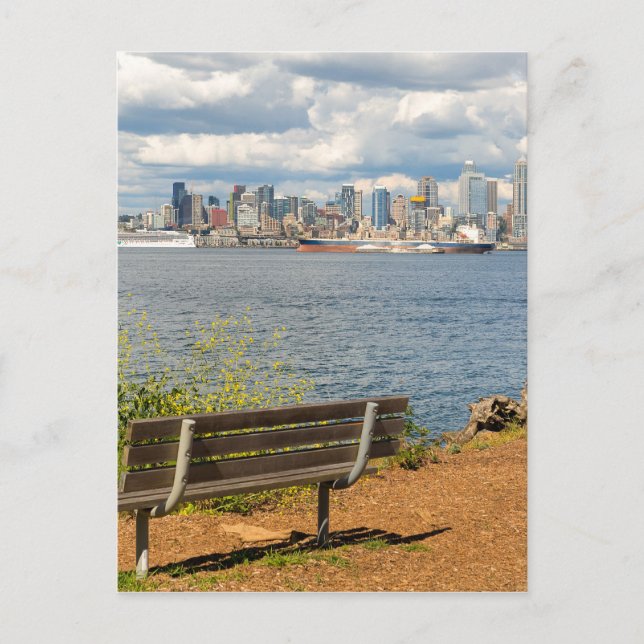 Carte Postale Skyline de Seattle Washington depuis Alki Beach (Devant)