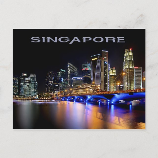 Carte Postale Skyline de Singapour et Pont de l'Esplanade (Devant)