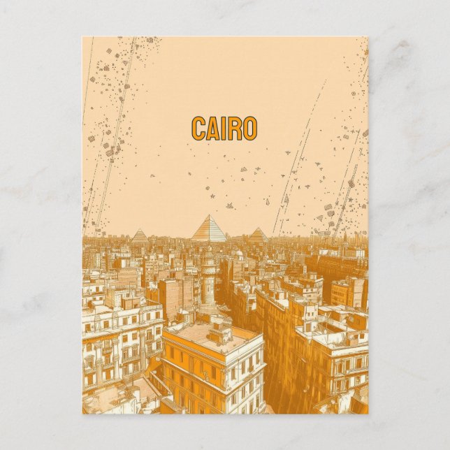 Carte Postale Skyline du Caire avec les pyramides (Devant)