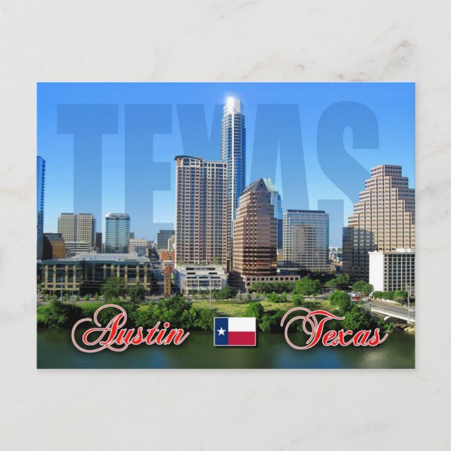 Carte Postale Skyline du centre-ville d'Austin, Texas (Devant)