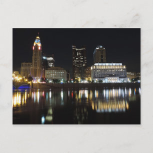 Carte Postale Skyline du centre-ville de Columbus la nuit