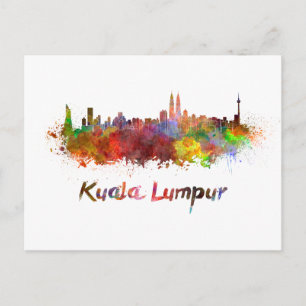 Carte Postale Skyline Kuala Lumpur en aquarelles