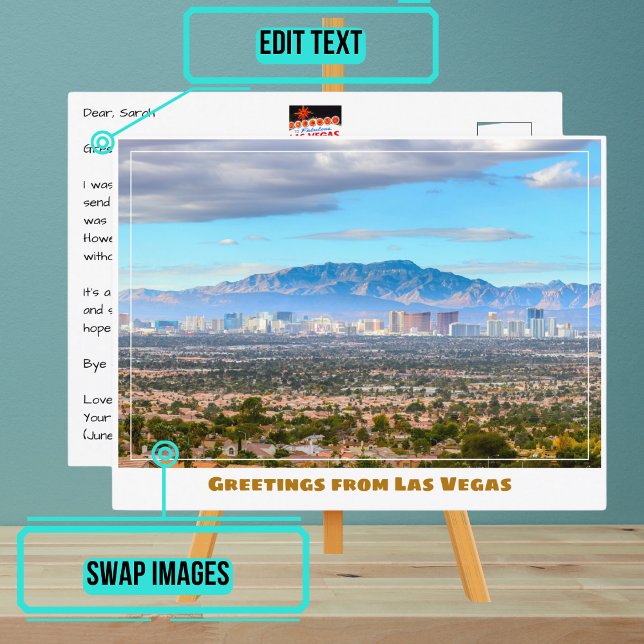 Carte Postale Skyline Las Vegas du désert (Please enjoy our postcard)