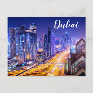 Carte Postale Skyline nuit Dubai Émirats arabes unis 
