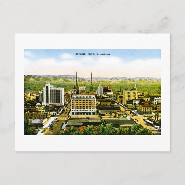 Carte Postale Skyline Phoenix, Arizona Retro Americana (Devant)