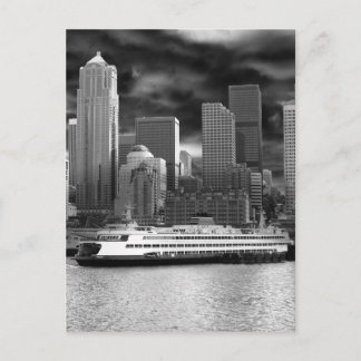 Carte Postale skyline seattle noir et blanc
