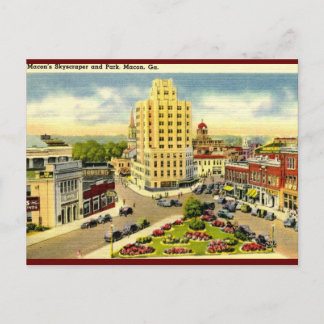 Carte Postale Skyscraper, Macon Géorgie Vintage