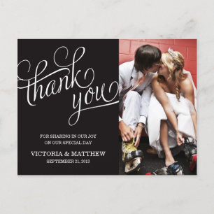 CARTE POSTALE SLANTED   WEDDING THANK YOU POST CARD