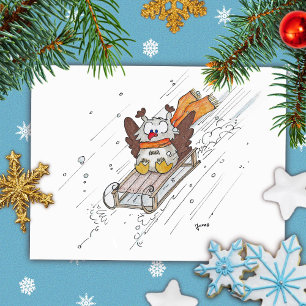 Carte postale SLEDDING OWL de Nicole Janes