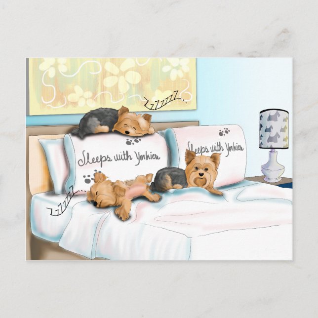 Carte Postale Sleeps with Yorkies by Catia Cho (Devant)